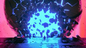 Preview wallpaper ball, shards, glow, bright, fragments