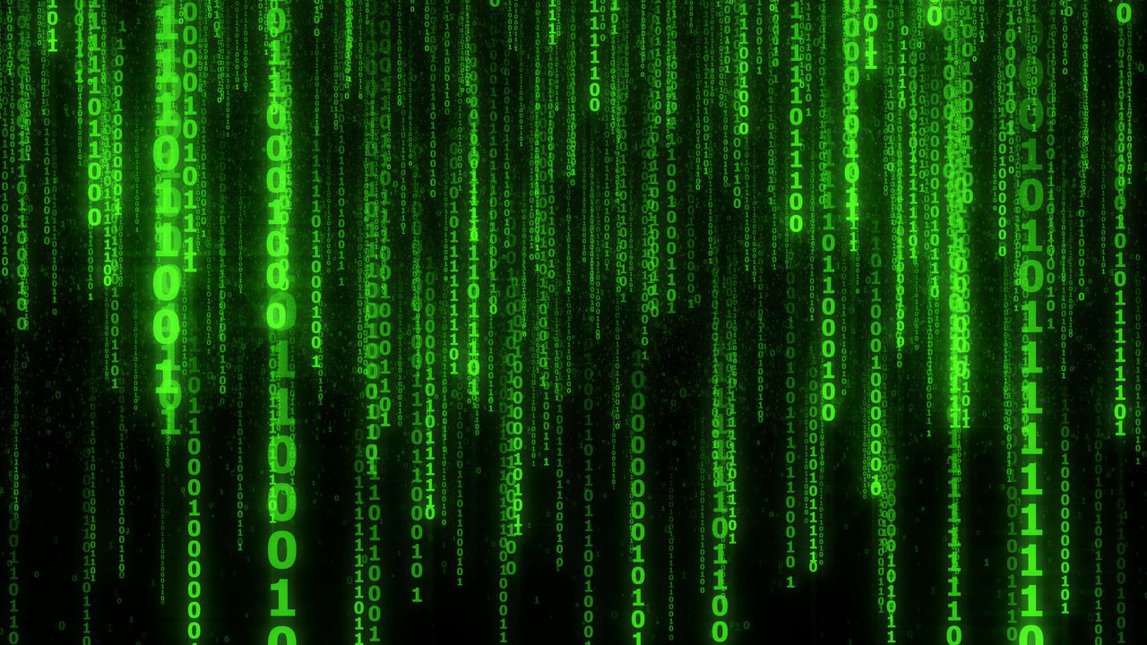 Wallpaper binary code, code, numbers, green, glow