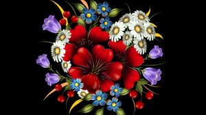 Preview wallpaper bouquet, flowers, art, composition