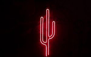 Preview wallpaper cactus, neon, light, red, darkness