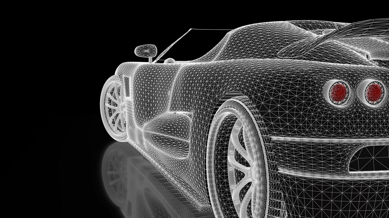 Wallpaper car, concept, three-dimensional, grid