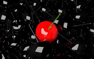 Preview wallpaper cherry, berry, 3d, red, black