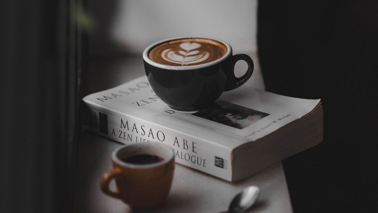 Wallpaper coffee, book, windowsill, comfort, reading