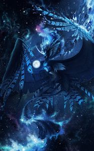 Preview wallpaper creature, mystical, fantastic, flight, blue, unicorn, bird