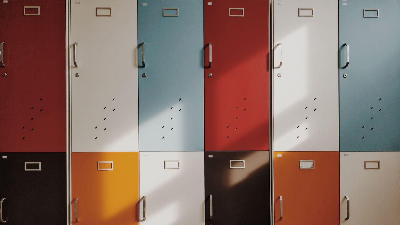 Wallpaper doors, lockers, retro, multicolored