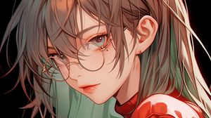 Preview wallpaper girl, glasses, blouse, art, anime