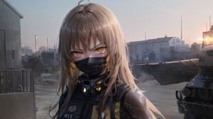 Preview wallpaper girl, mask, weapons, military, anime