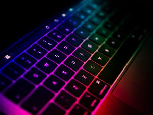 Preview wallpaper keyboard, laptop, gradient, colorful, technology