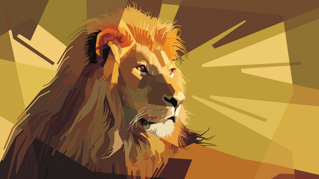 Wallpaper lion, art, vector, lines, stripes