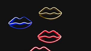 Preview wallpaper lips, neon, colorful, glow, dark