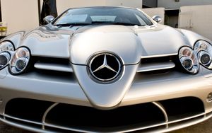 Preview wallpaper mercedes, car, silver, front view