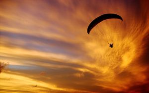 Preview wallpaper paraglider, silhouette, sunset, dark