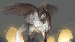 Preview wallpaper pegasus, wings, horns, fantasy