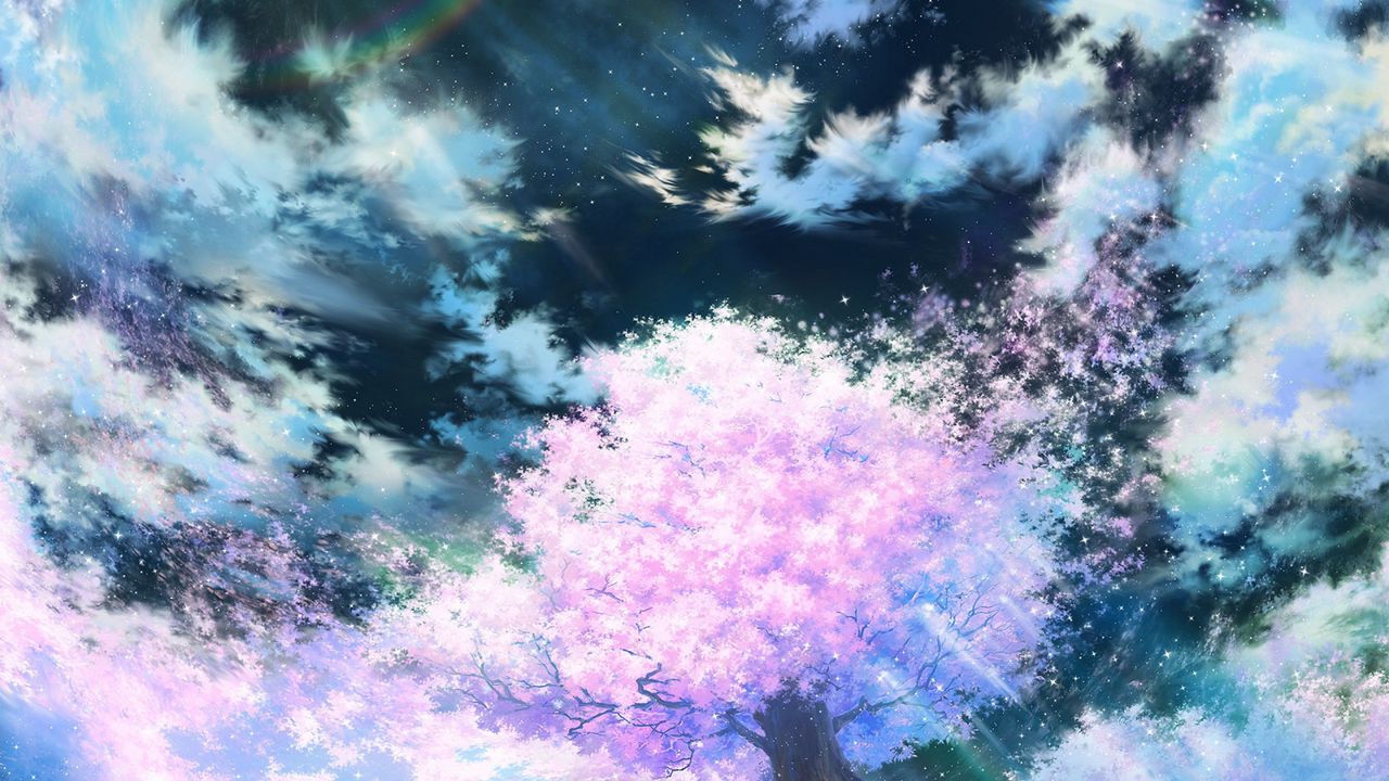 Wallpaper sakura, art, sky, anime, pink