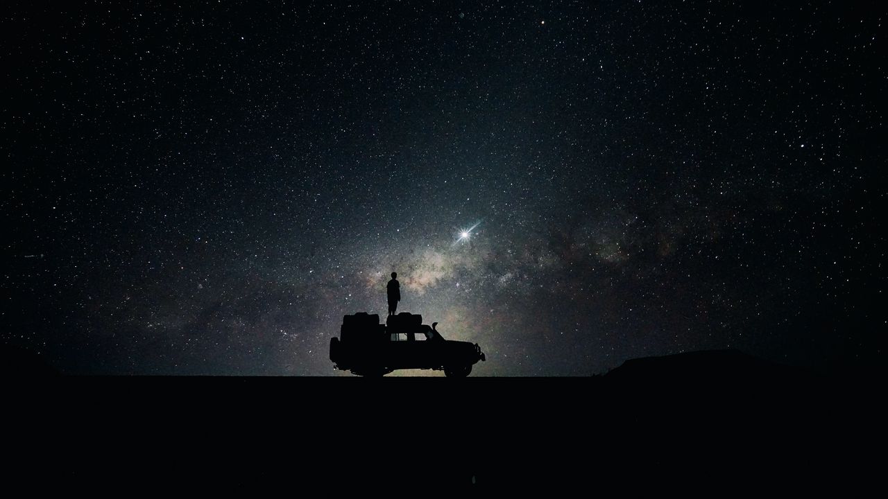 Wallpaper stars, sky, space, car