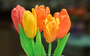Preview wallpaper tulips, flowers, bouquet, vase, colorful